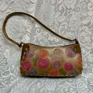 (SOLD) Vintage Sheper’s  Multi-colored Tooled Leather Shoulder Bag 12in x 6in
